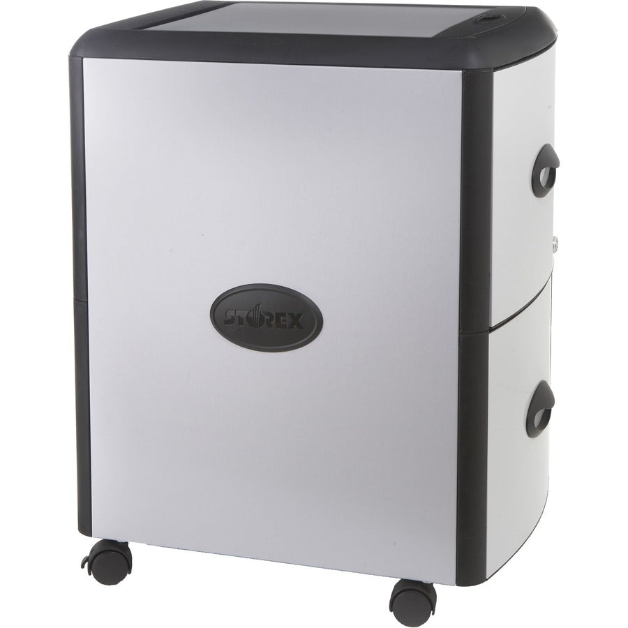 19" Width x 15" Depth x 23" Height - 2 x Drawer(s) for File - Letter - Vertical - Lockable - Black, Aluminum - Brushed Black, Brushed Silver - Polycarbonate, Galvanized Metal - Recycled - Assembly Required