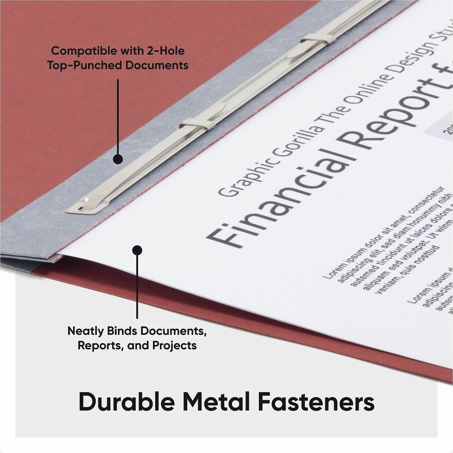 Smead Recycled Report Cover - 3" Folder Capacity - 11" x 17" - 3" Expansion - 1 Fastener(s) - 25 pt. - Pressboard - Red - Metal Compressor, Hinged - 100% Paper Recycled - 1 Each