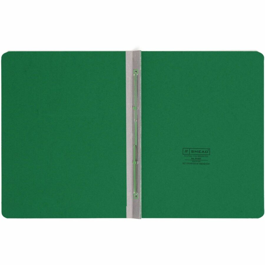 Smead Letter Recycled Fastener Folder - 3" Folder Capacity - 8 1/2" x 11" - 350 Sheets Capacity - 3" Expansion - 1 Fastener(s) - 25 pt. - Pressboard - Green - Metal Compressor, Hinged - 100% Paper Recycled - 1 Each
