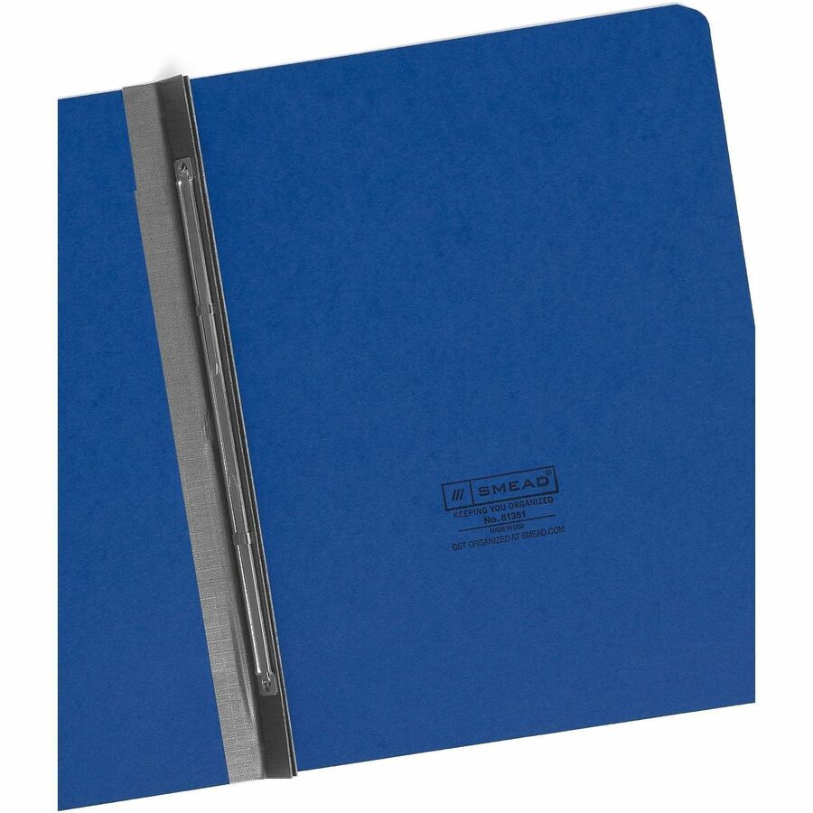 Smead Letter Recycled Fastener Folder - 8 1/2" x 11" - 3" Expansion - 1 Fastener(s) - 25 pt. - Pressboard - Dark Blue - Metal Compressor, Hinged - 100% Paper Recycled - 1 Each