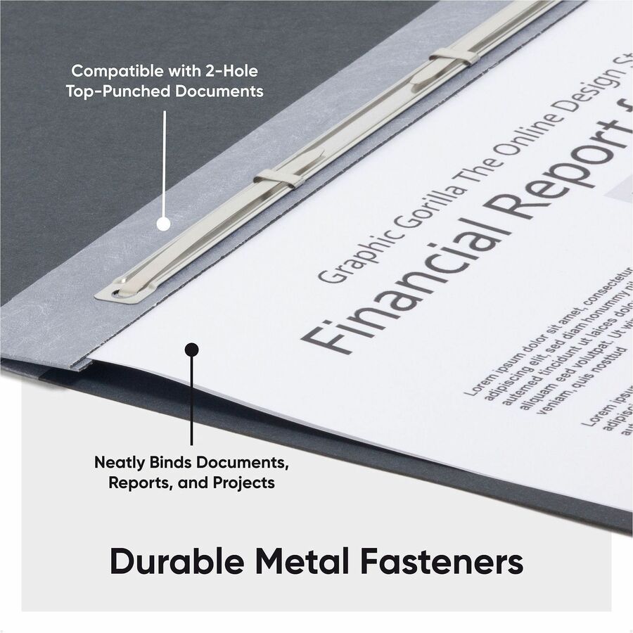 11" x 17" - 3" Expansion - 1 Fastener(s) - 25 pt. - Pressboard - Black - Metal Compressor, Hinged - 100% Paper Recycled - 1 Each