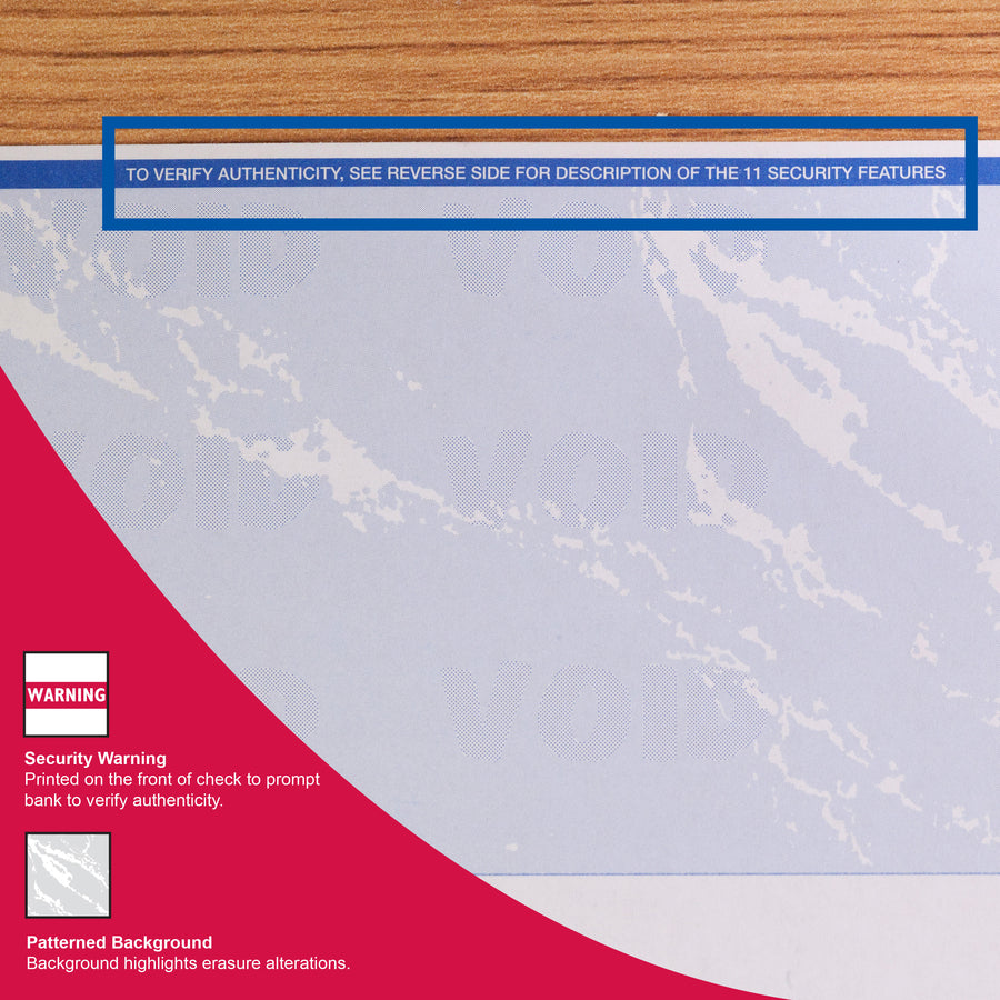 DocuGard Security Business Checks, Letter Size 8.5" x 11", 24 lb, Smooth, Erasure Protection, Watermarked, Marble Blue, 500 Sheets per Ream