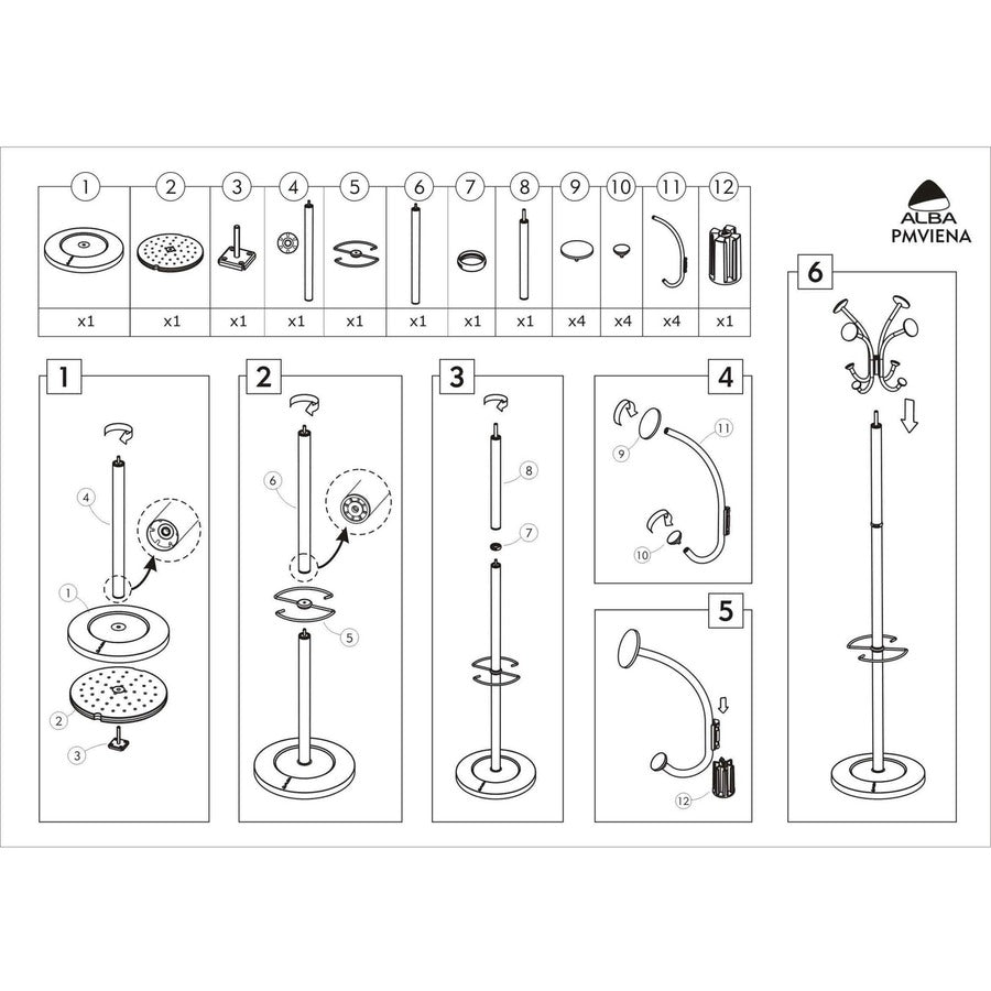 8 Pegs - for Coat, Clothes - Black - 1 Each