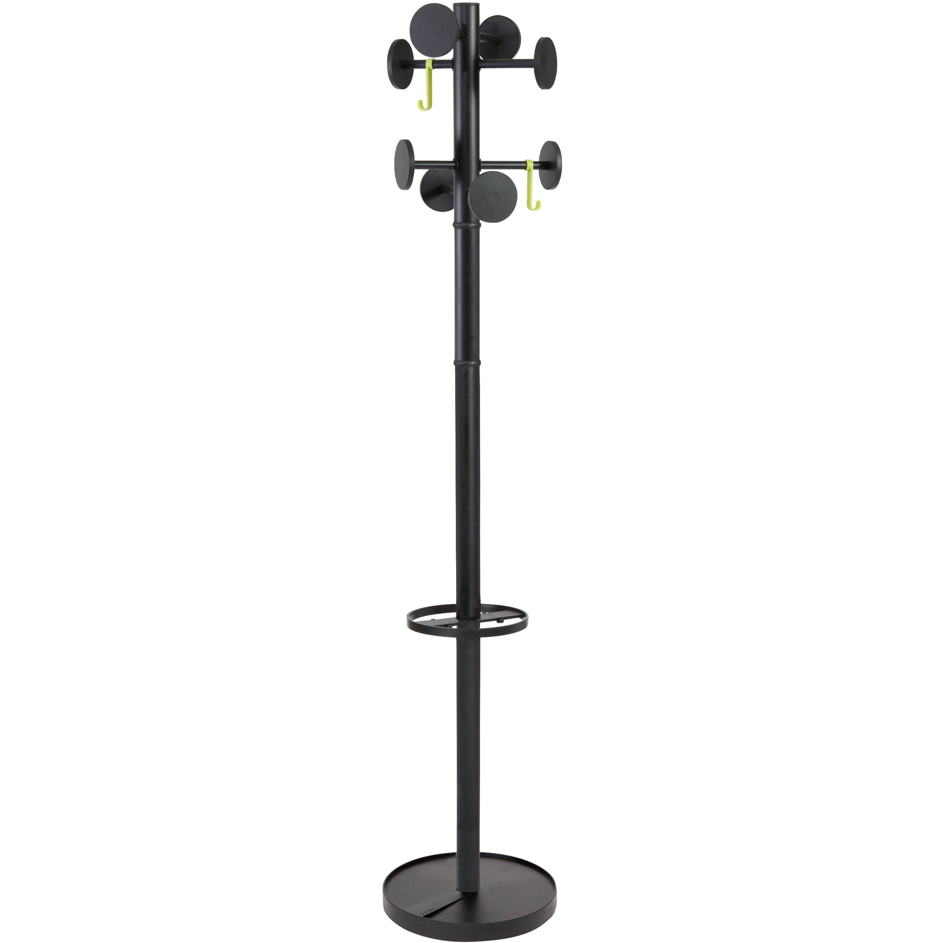Alba Coat Stand - 2 Hooks - 8 Pegs - 11.02 lb (5 kg) Capacity - 69.3" Height - for Coat, Garment, Clothes - Powder Coated - 1 Each