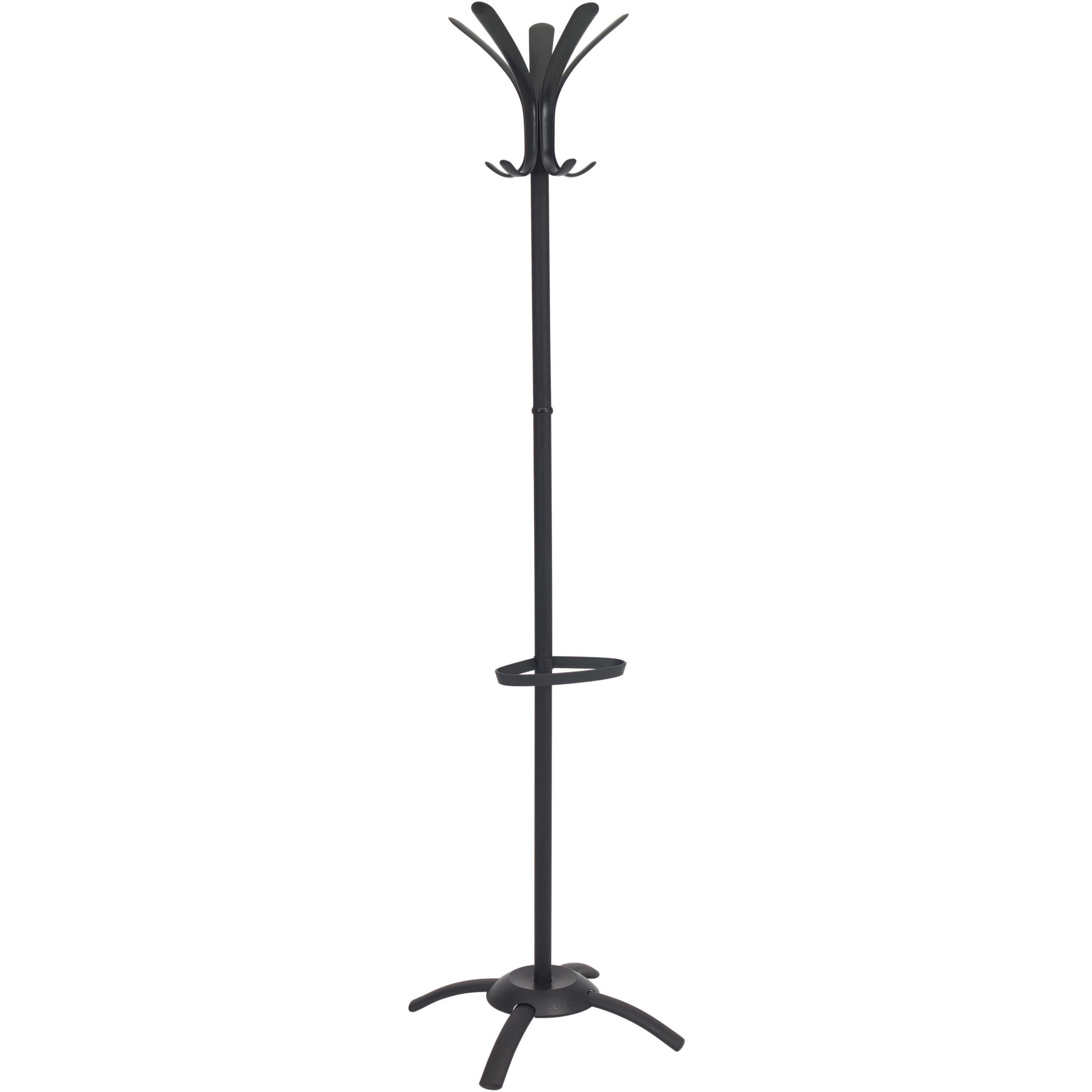 10 Pegs - 68.9" Height x 19.7" Width - for Coat, Umbrella, Clothes - Metal - Black - Powder Coated - 1 Each