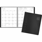 At-A-Glance Contemporary Planner, Large, Monthly, January 2026–December 2026, 9" x 11" White Sheets, Wire Bound, Charcoal Gray Faux Leather, Textured Cover, Notepad, Tabbed, Double Pocket, 1 Each