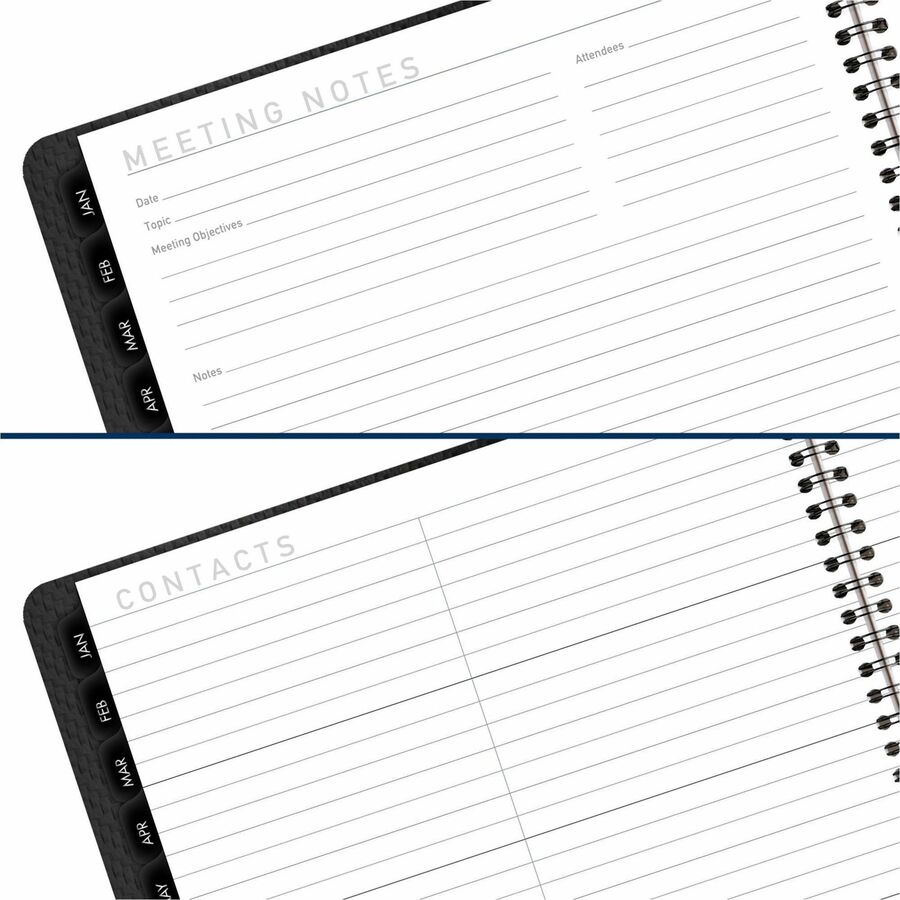 At-A-Glance Contemporary Planner, Large, Monthly, January 2026–December 2026, 9" x 11" White Sheets, Wire Bound, Charcoal Gray Faux Leather, Textured Cover, Notepad, Tabbed, Double Pocket, 1 Each