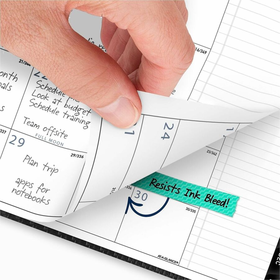 At-A-Glance Contemporary Planner, Large, Monthly, January 2026–December 2026, 9" x 11" White Sheets, Wire Bound, Charcoal Gray Faux Leather, Textured Cover, Notepad, Tabbed, Double Pocket, 1 Each