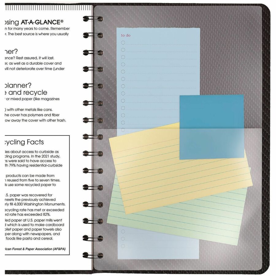 At-A-Glance Contemporary Weekly/Monthly Planner, January 2026-December 2026, 8:00 AM-6:00 PM Hourly, 4 7/8" x 8", Wire Bound, Charcoal, 1 Each