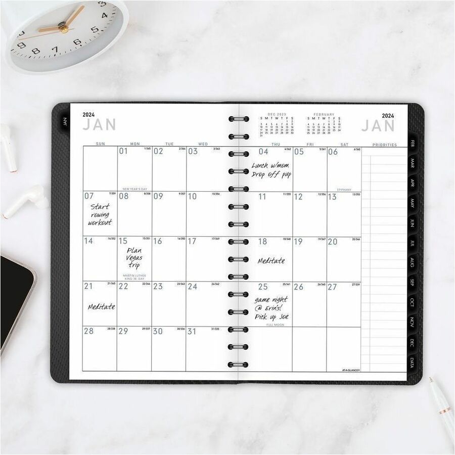 At-A-Glance Contemporary Weekly/Monthly Planner, January 2026-December 2026, 8:00 AM-6:00 PM Hourly, 4 7/8" x 8", Wire Bound, Charcoal, 1 Each