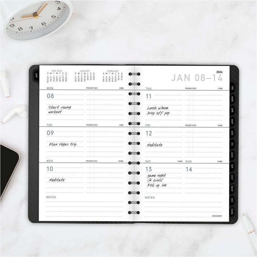 At-A-Glance Contemporary Weekly/Monthly Planner, January 2026-December 2026, 8:00 AM-6:00 PM Hourly, 4 7/8" x 8", Wire Bound, Charcoal, 1 Each