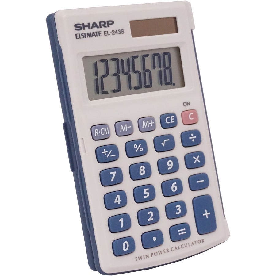 3-Key Memory, Sign Change, Auto Power Off - 8 Digits - LCD - Battery/Solar Powered - 1 x LR1130 - 0.4" Height x 2.5" Width x 4.1" Depth - Gray, Blue - 1 Each
