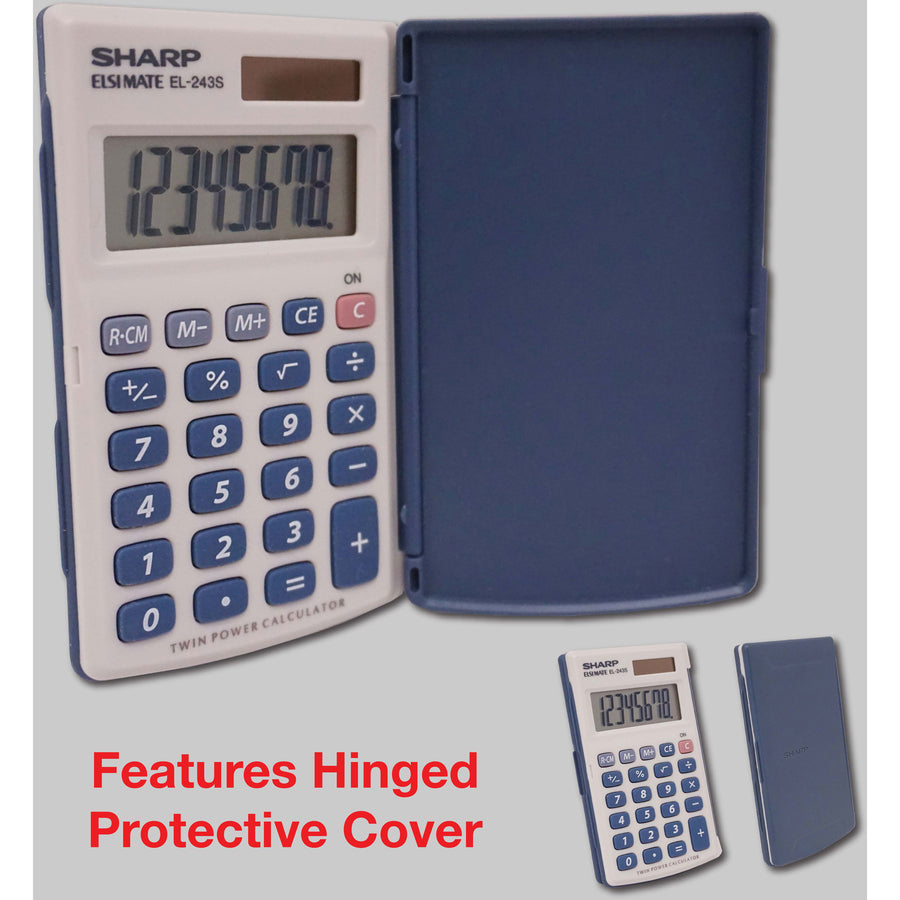 3-Key Memory, Sign Change, Auto Power Off - 8 Digits - LCD - Battery/Solar Powered - 1 x LR1130 - 0.4" Height x 2.5" Width x 4.1" Depth - Gray, Blue - 1 Each