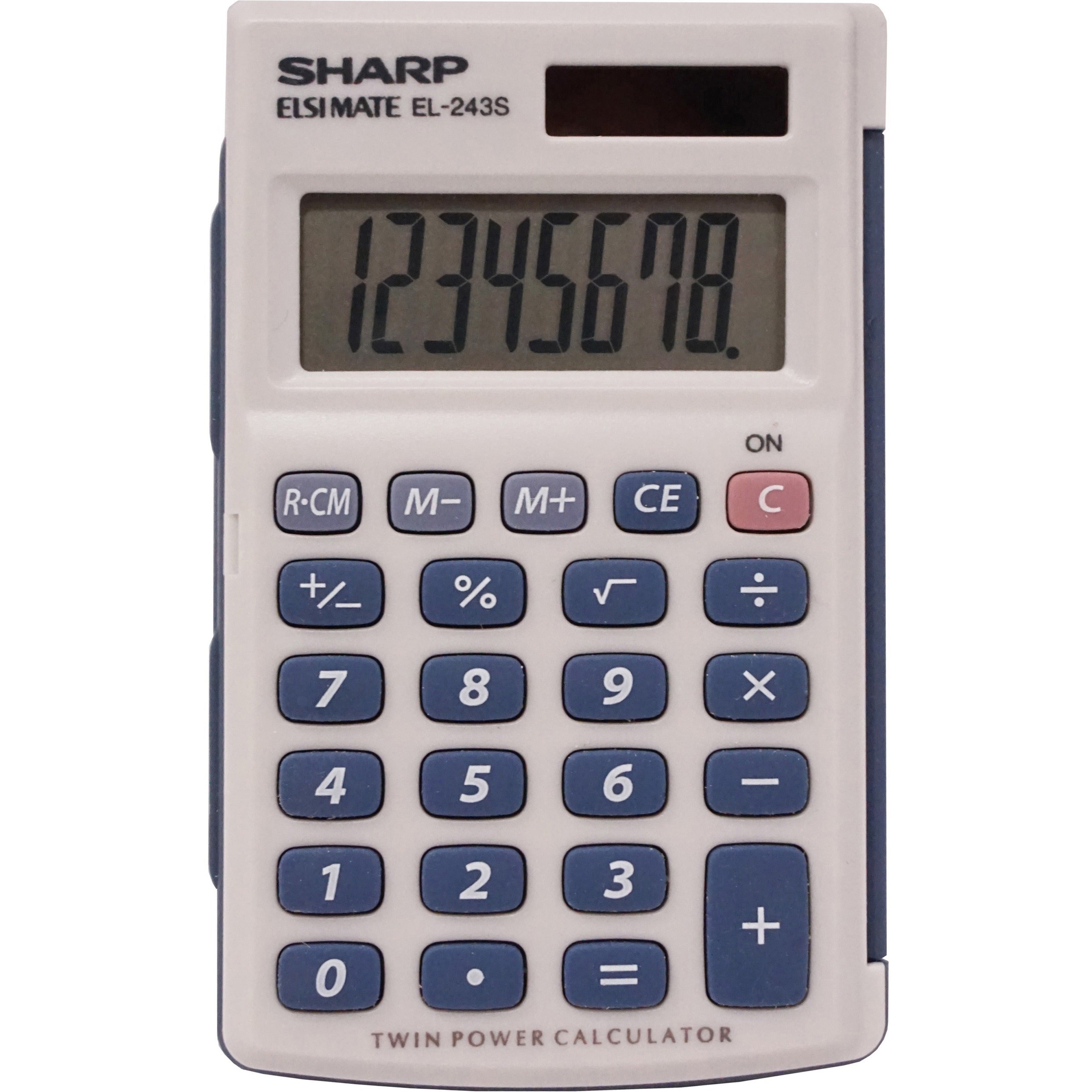 3-Key Memory, Sign Change, Auto Power Off - 8 Digits - LCD - Battery/Solar Powered - 1 x LR1130 - 0.4" Height x 2.5" Width x 4.1" Depth - Gray, Blue - 1 Each