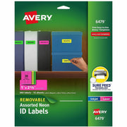 Avery&reg; Multipurpose Label - 1" Width x 2 5/8" Length - Removable Adhesive - Rectangle - Inkjet, Laser - Neon Green, Neon Magenta, Neon Yellow - Paper - 30 / Sheet - 12 Total Sheets - 360 Total Label(s) - 360 / Pack