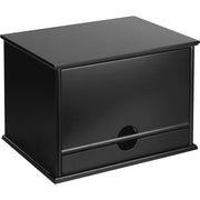 4 Compartment(s) - 1 Drawer(s) - 14" Height x 10.75" Width x 9.75" Depth - Desktop - Non-slip, Stackable, Molding Base - Matte Black - Black - Wood, Rubber, Faux Leather - 1 Each