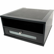 Flat Panel Display Type Supported - 1 x Shelf(ves) - DepthDesktop - Matte Black - Faux Leather, Wood, Glass, Metal - Black