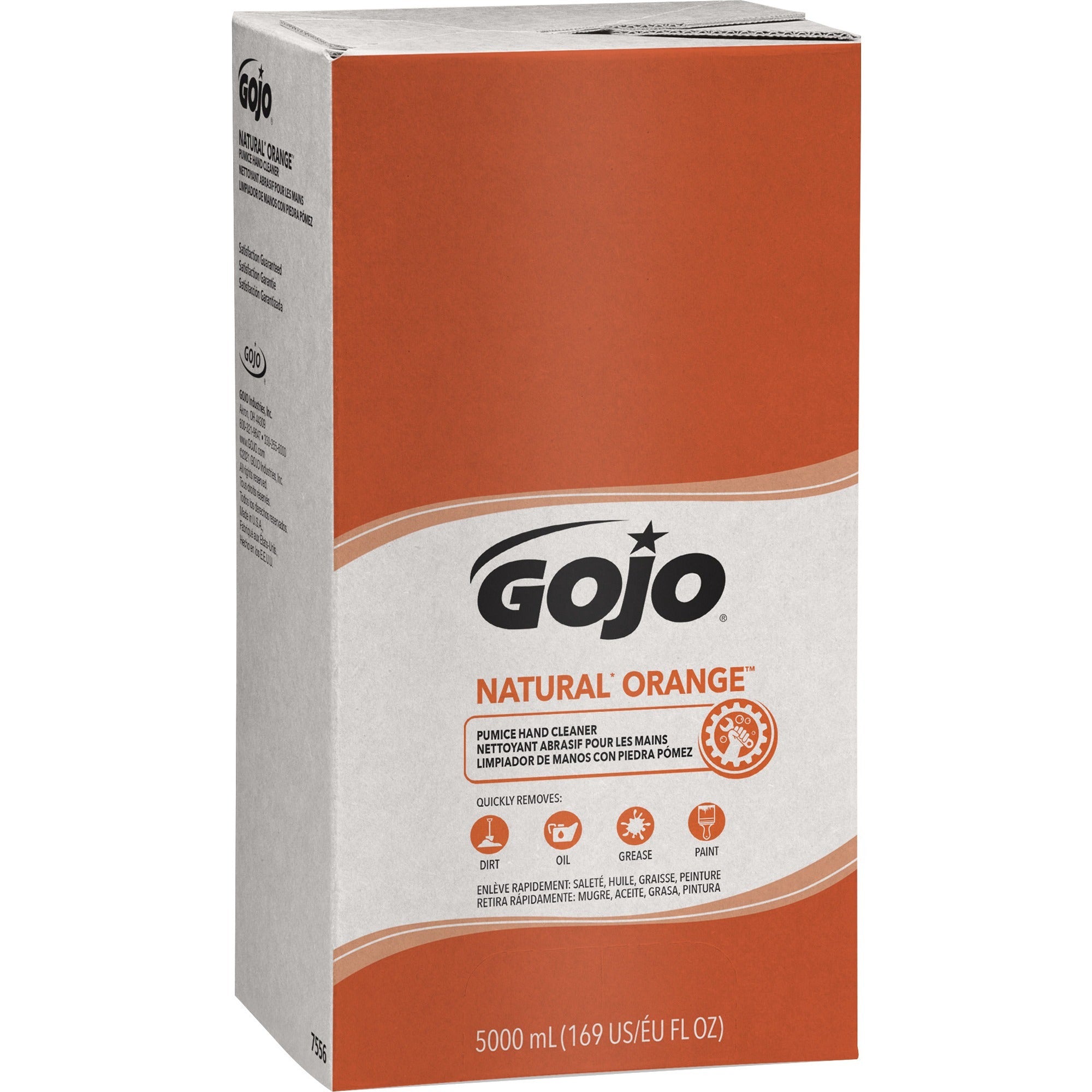 Gojo&reg; Natural Orange Pumice Hand Cleaner - Citrus Scent - 1.32 gal - Oil Remover, Dirt Remover, Grease Remover, Soil Remover - Hand - White - Fast Acting - 1 Each