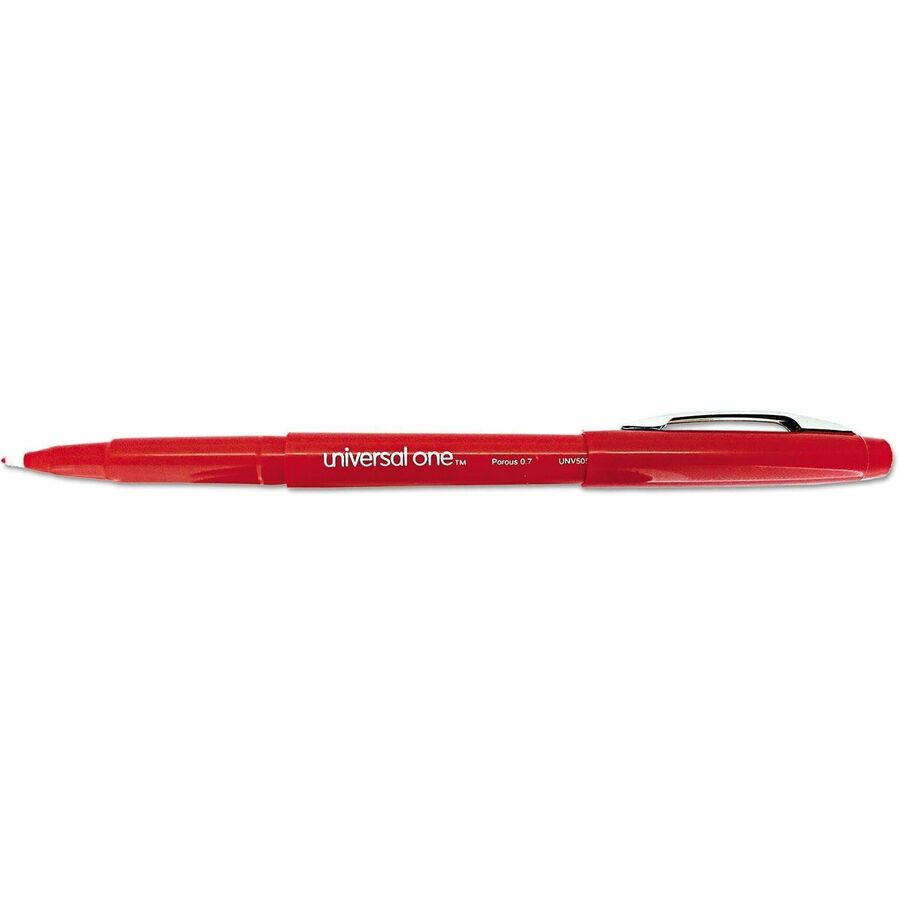 0.7 mm Medium Bullet Pen Point - Red Ink - Liquid - Red Barrel - 1 Dozen