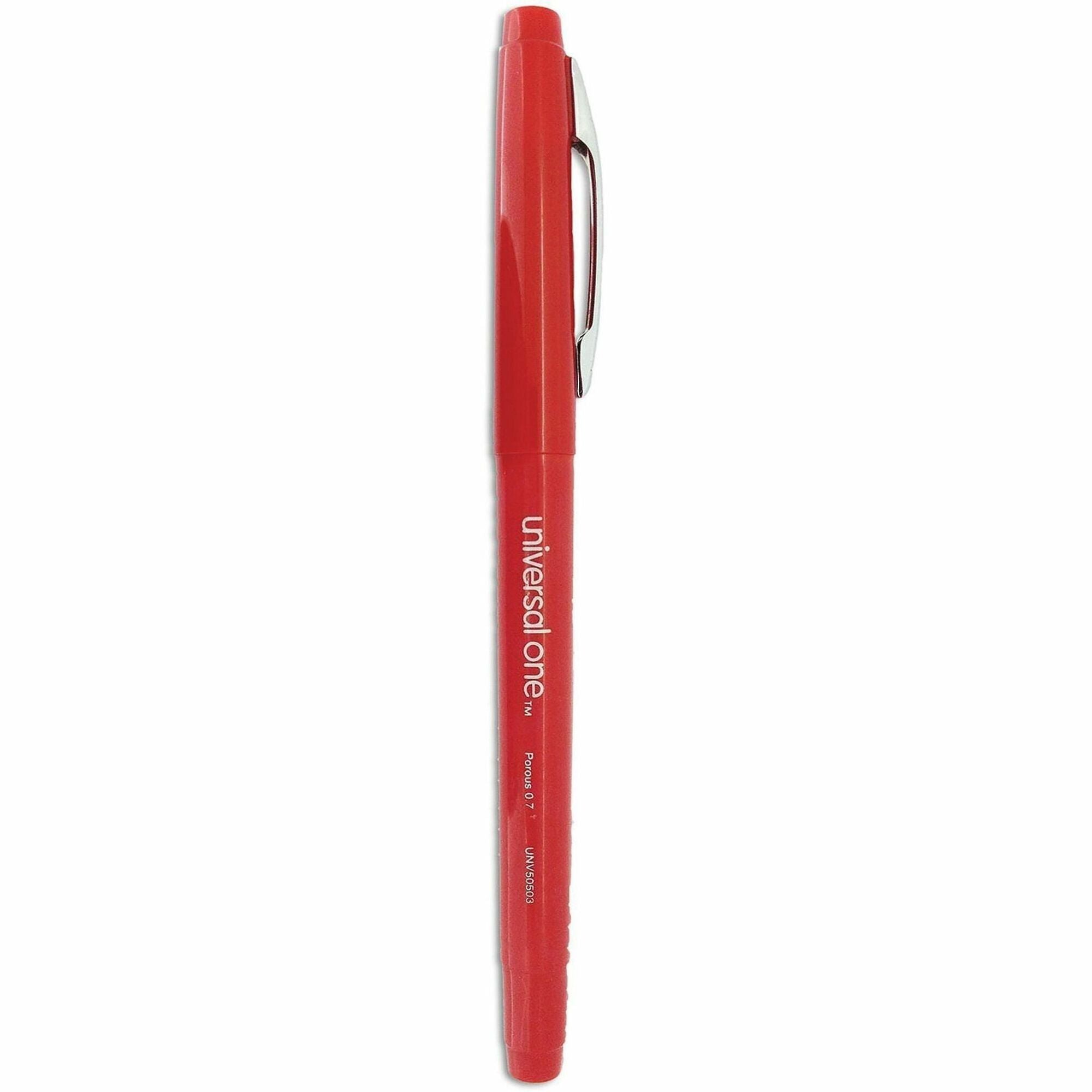 0.7 mm Medium Bullet Pen Point - Red Ink - Liquid - Red Barrel - 1 Dozen