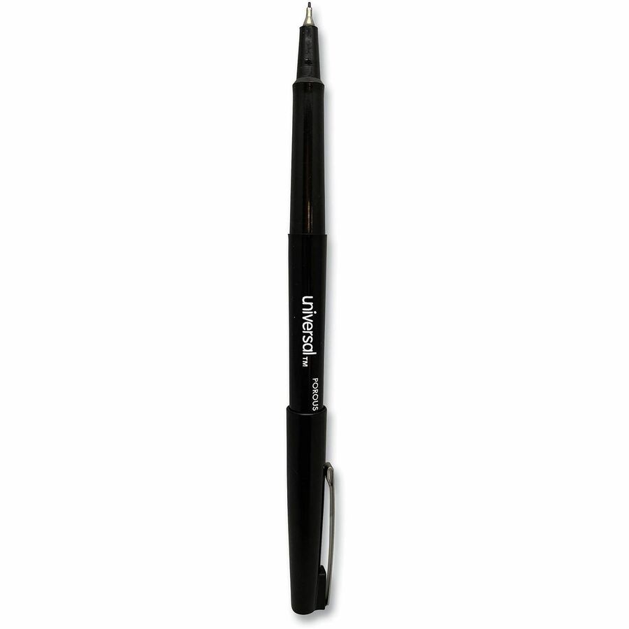 0.7 mm Medium Bullet Pen Point - Black Ink - Liquid - Black Barrel - 1 Dozen
