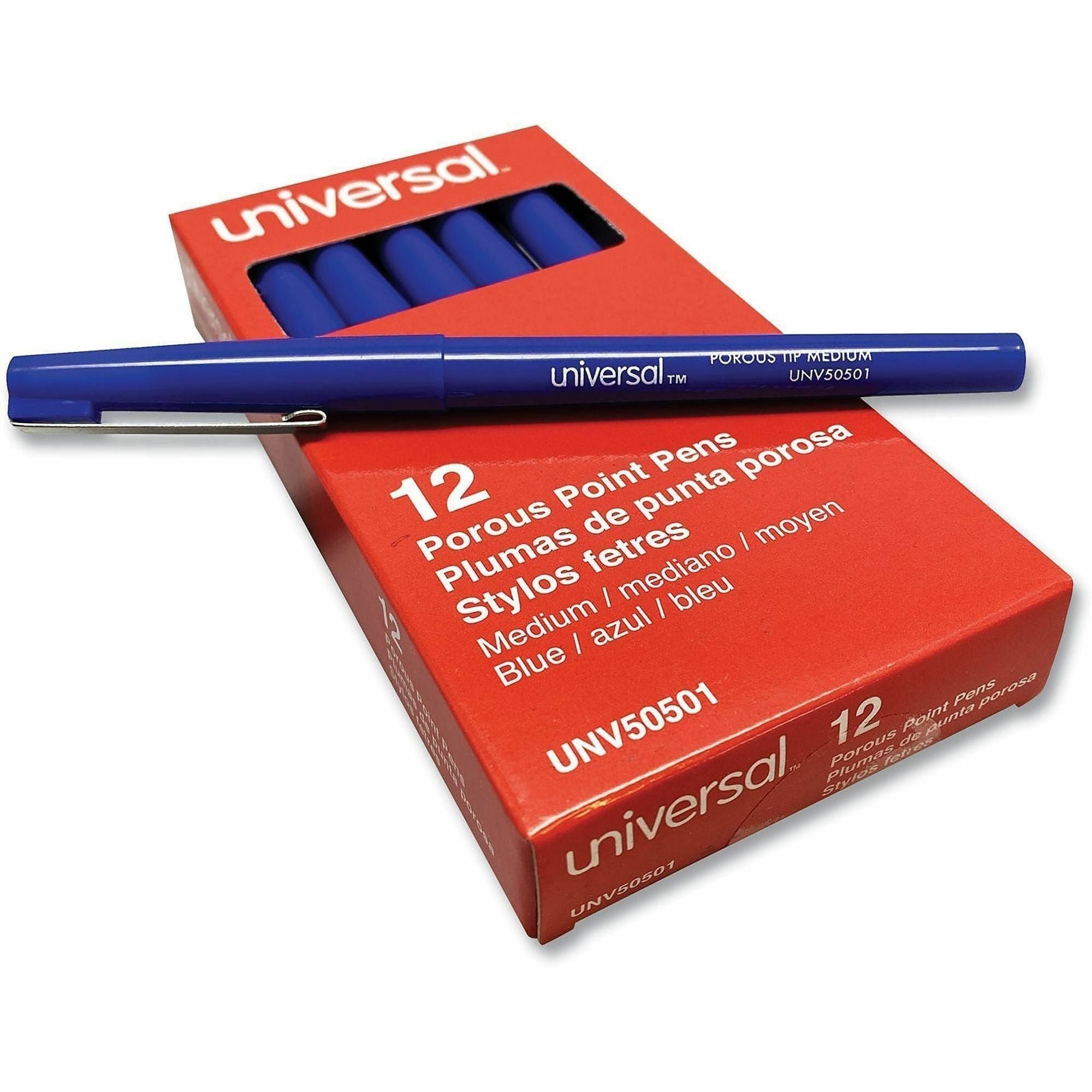 0.7 mm Medium Bullet Pen Point - Blue Ink - Liquid - Blue Barrel - 1 Dozen