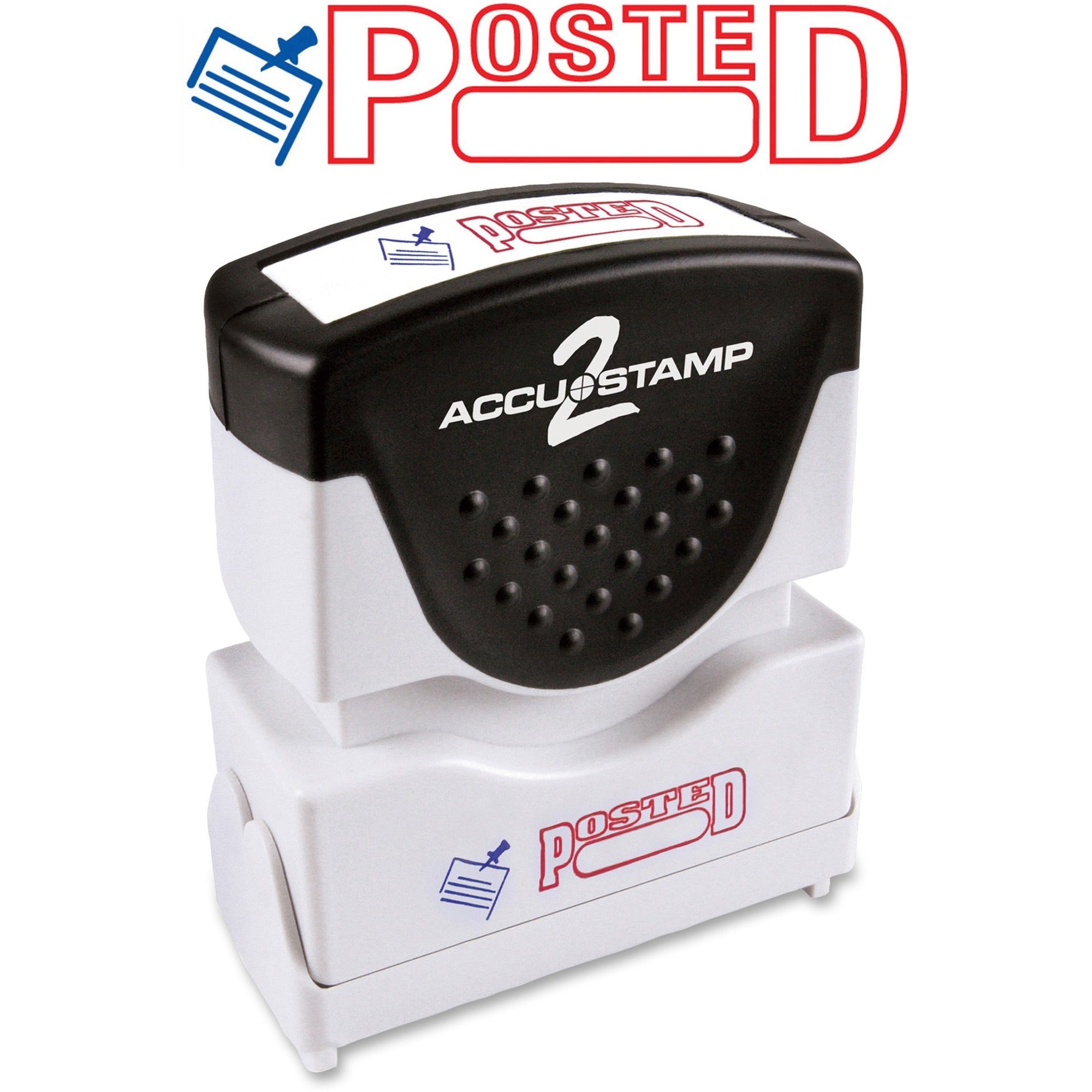 Cosco 2-Color Shutter Stamp - Message Stamp - POSTED - 0.50" Impression Width - 20000 Impression(s) - Red, Blue - Rubber, Plastic - 1 Each