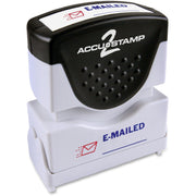 COSCO 2-Color Shutter Stamp - Message Stamp - E-MAILED - 0.50" Impression Width - 20000 Impression(s) - Red, Blue - Rubber, Plastic - 1 Each