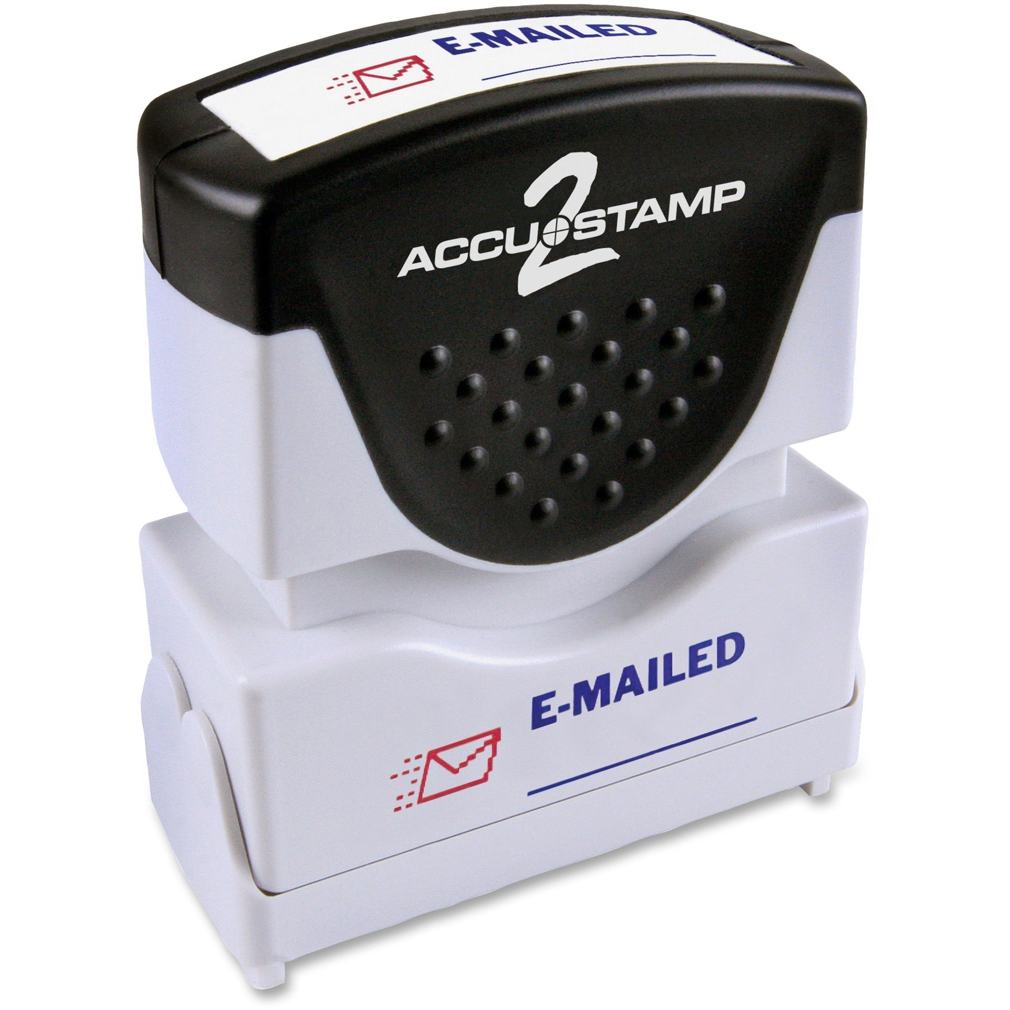 COSCO 2-Color Shutter Stamp - Message Stamp - E-MAILED - 0.50" Impression Width - 20000 Impression(s) - Red, Blue - Rubber, Plastic - 1 Each