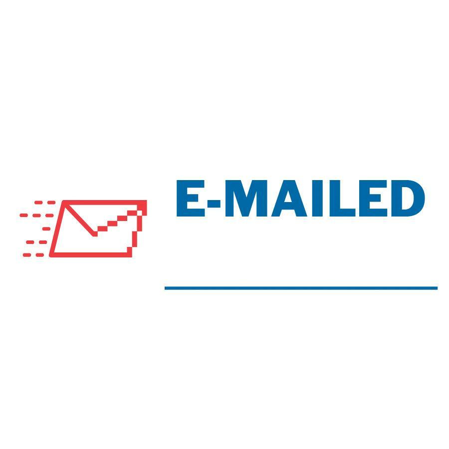 COSCO 2-Color Shutter Stamp - Message Stamp - E-MAILED - 0.50" Impression Width - 20000 Impression(s) - Red, Blue - Rubber, Plastic - 1 Each
