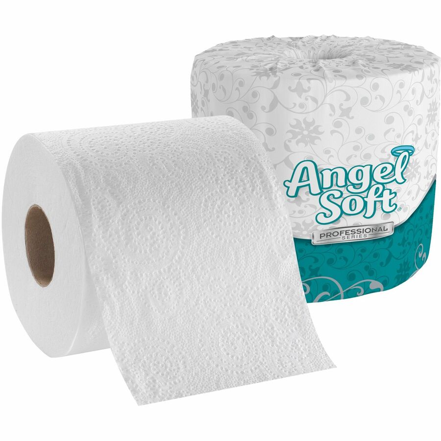 Angel Soft Professional Series Embossed Toilet Paper - 2 Ply - 4" Width x 4.05" Length - 450 Sheets/Roll - White - Fiber - 40 / Carton