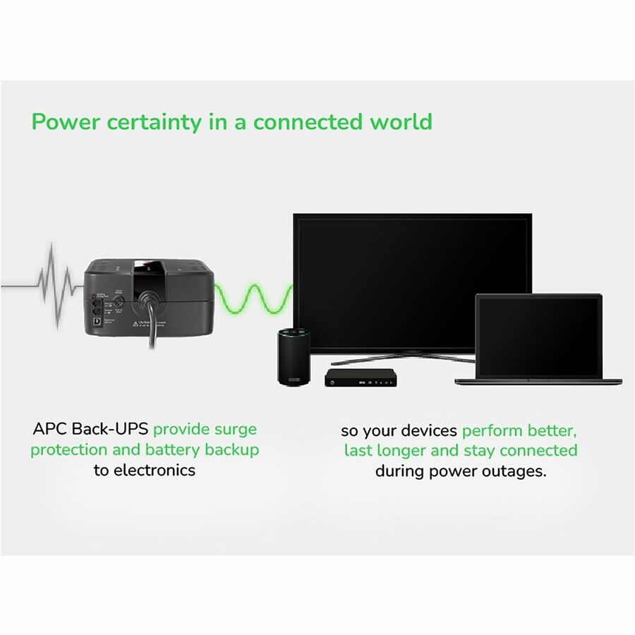 Tower - 1 Day Recharge - 3 Minute Stand-by - 120 V Input - 120 V AC Output - Single Phase - Stepped Approximated Sine Wave - USB - 4 x NEMA 5-15R, 4 x NEMA 5-15R Surge Receptacle(s) - 8 x Battery/Surge Outlet