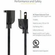 StarTech.com 6 ft 14 AWG Power Cord Extension - NEMA 5-15R to NEMA 5-15P