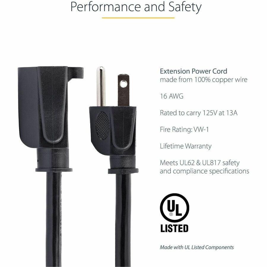 StarTech.com 15 ft Power Cord Extension - NEMA 5-15R to NEMA 5-15P