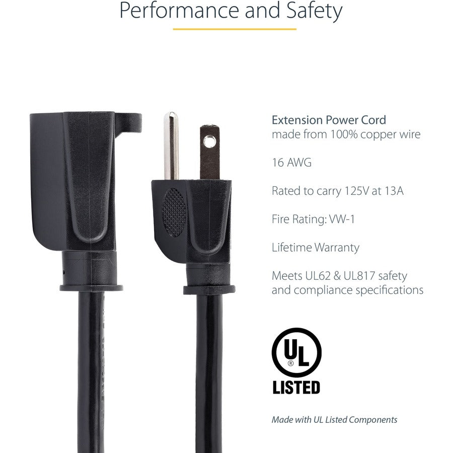 StarTech.com 25 ft Power Cord Extension - NEMA 5-15R to NEMA 5-15P