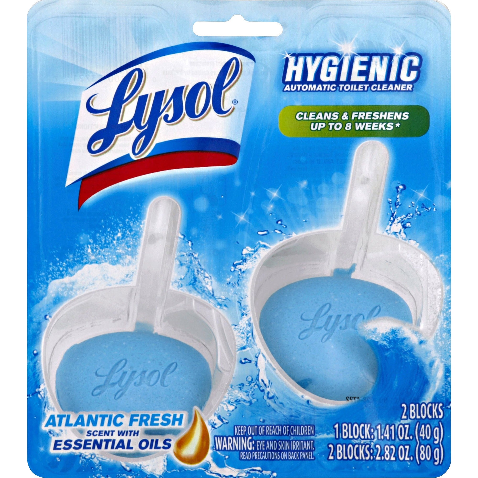 For Toilet Bowl - 1.41 oz (0.09 lb) - Atlantic Fresh Scent - Recommended For: Odor Remover - Antimicrobial, Anti-bacterial - Blue - 2 / Pack