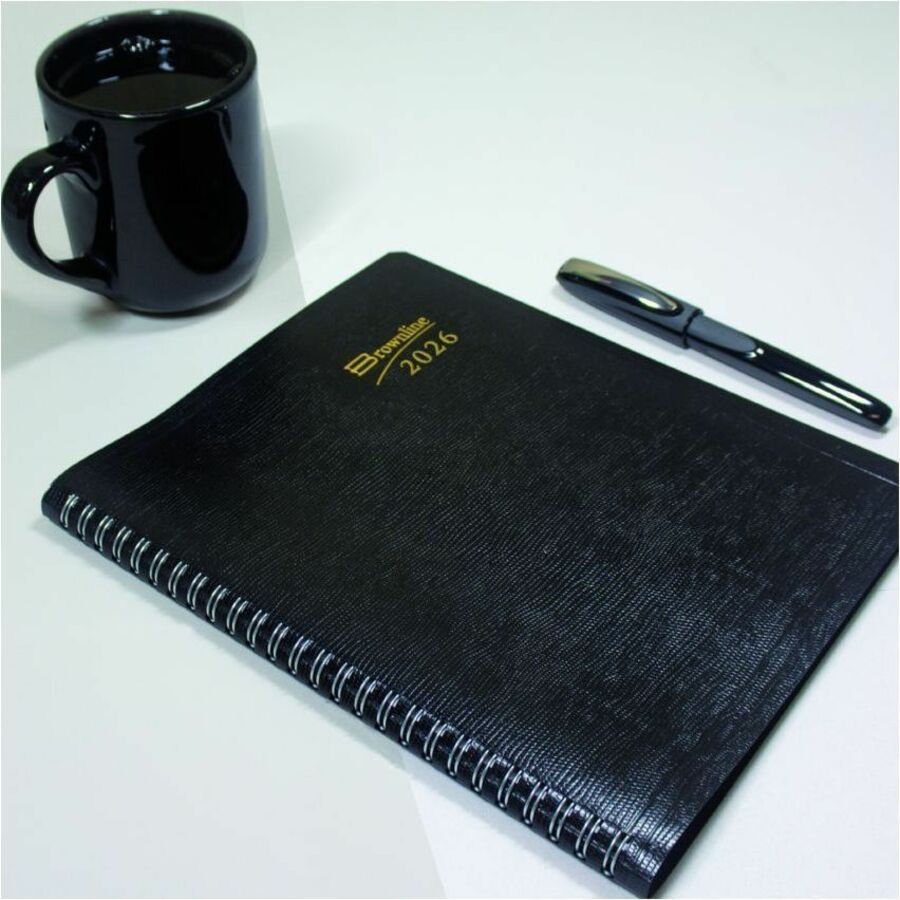 Monthly - 14 Month - December 2025 to January 2027 - 1 Month Double Page Layout - 7 1/8" x 8 7/8" Sheet Size - Twin Wire - Black - Soft Cover, Daily Block - 1 Each