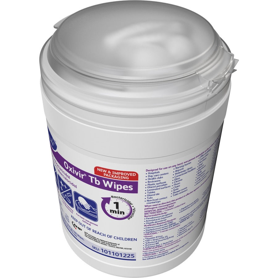 Diversey Oxivir Tb Wipes - For Multipurpose - Characteristic Scent - 7" Length x 6" Width - Recommended For: Bacteria Remover, Fungi Remover, Virus Remover, Blood Remover - Disinfectant, VOC-free - White - 160/Tub - 1 Each