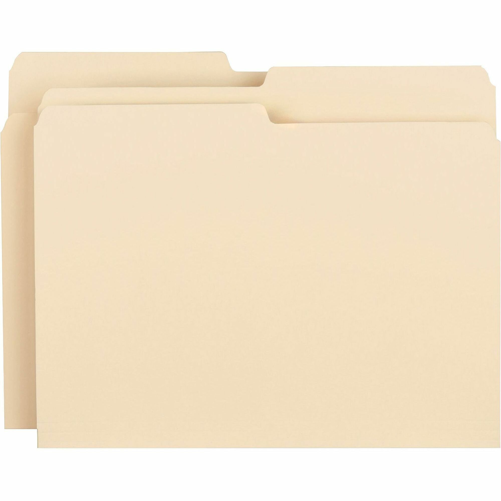 8 1/2" x 11" - 3/4" Expansion - Top Tab Location - Assorted Tab Position - 11 pt. - 1 Plys - Manila - Rounded Corner - 10% Recycled - 100 / Box