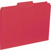 Business Source 1/3 Tab Cut Letter Size Red Recycled Top Tab File Folders, 11 pt., Assorted Tab Positions, 100/Box