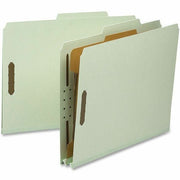 Nature Saver 2/5 Tab Cut Letter Size Recycled Classification Folders, 1 Divider, 2" Expansion, Prong K Style Fasteners, 25 pt. Pressboard, Gray/Green, 100% Recycled, 10/Box
