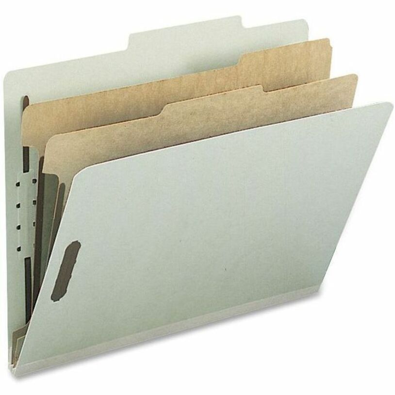 Nature Saver Recycled Classification Folders, 2/5 Tab Cut, Letter Size, 2" Expansion, 2 Dividers, Gray/Green, 100% Recycled, 10/Box