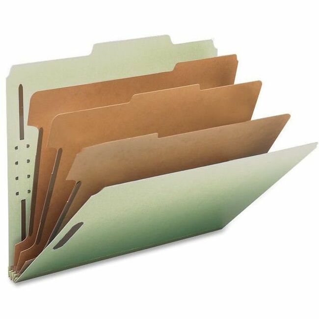 Nature Saver Recycled Classification Folders, 2/5 Tab Cut, Letter Size, 3" Expansion, 3 Dividers, Prong K Style Fasteners, Gray/Green, 100% Recycled, 10/Box