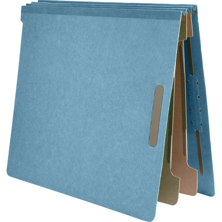 Nature Saver Letter Recycled Classification Folder - 8 1/2" x 11" - End Tab Location - 2 Divider(s) - 25 pt. - Fiberboard - Blue - 100% Recycled - 10 / Box