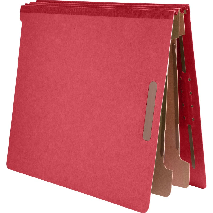 Nature Saver Letter Recycled Classification Folder - 8 1/2" x 11" - End Tab Location - 2 Divider(s) - 25 pt. - Fiberboard - Bright Red - 100% Recycled - 10 / Box