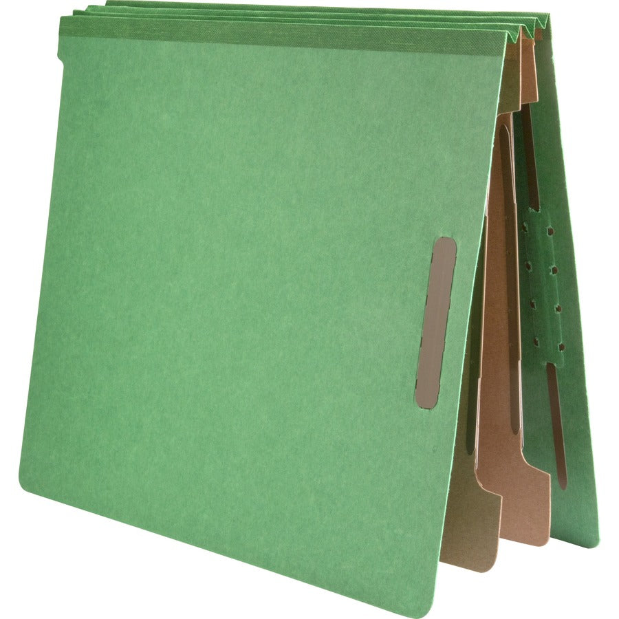 Nature Saver Letter Recycled Classification Folder - 8 1/2" x 11" - End Tab Location - 2 Divider(s) - 25 pt. - Fiberboard - Green - 100% Recycled - 10 / Box