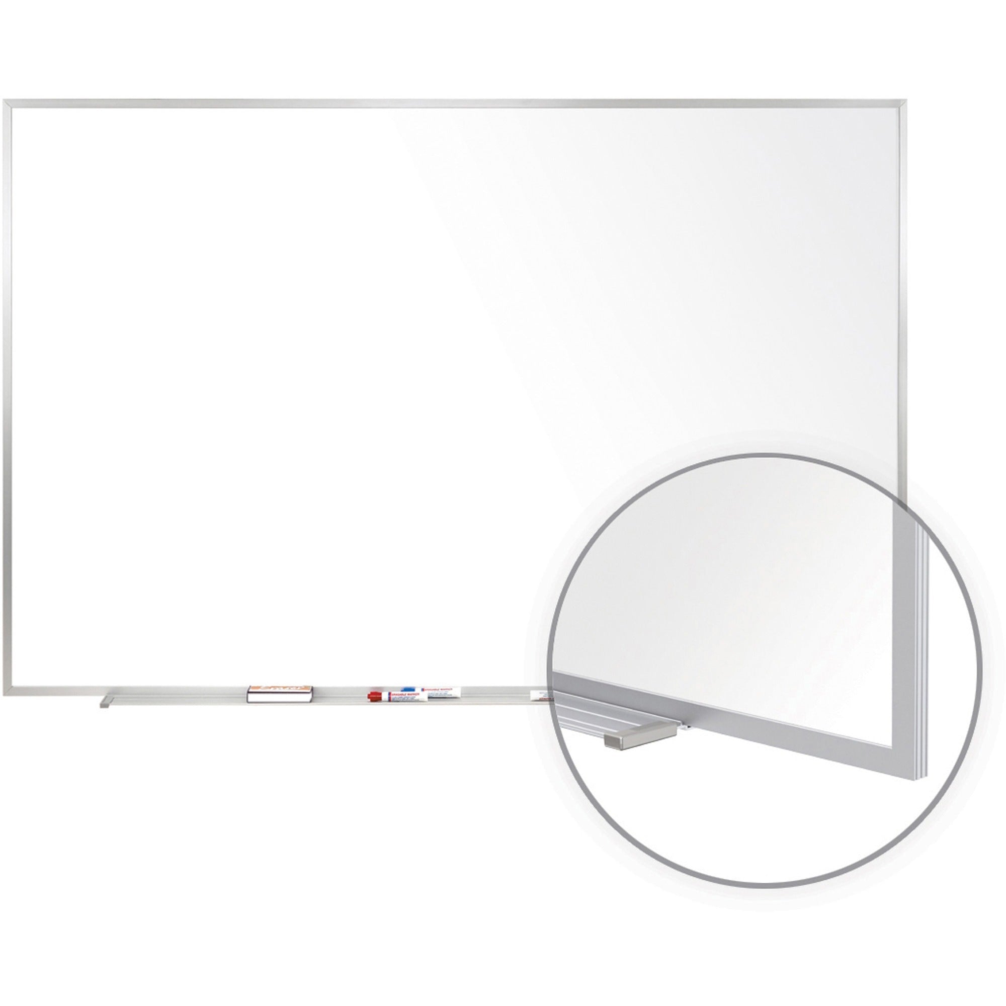 72" (6 ft) Width x 48" (4 ft) Height - Porcelain Enameled Steel Surface - Aluminum Frame - Magnetic - Stain Resistant, Dent Resistant, Scratch Resistant - 1 Each