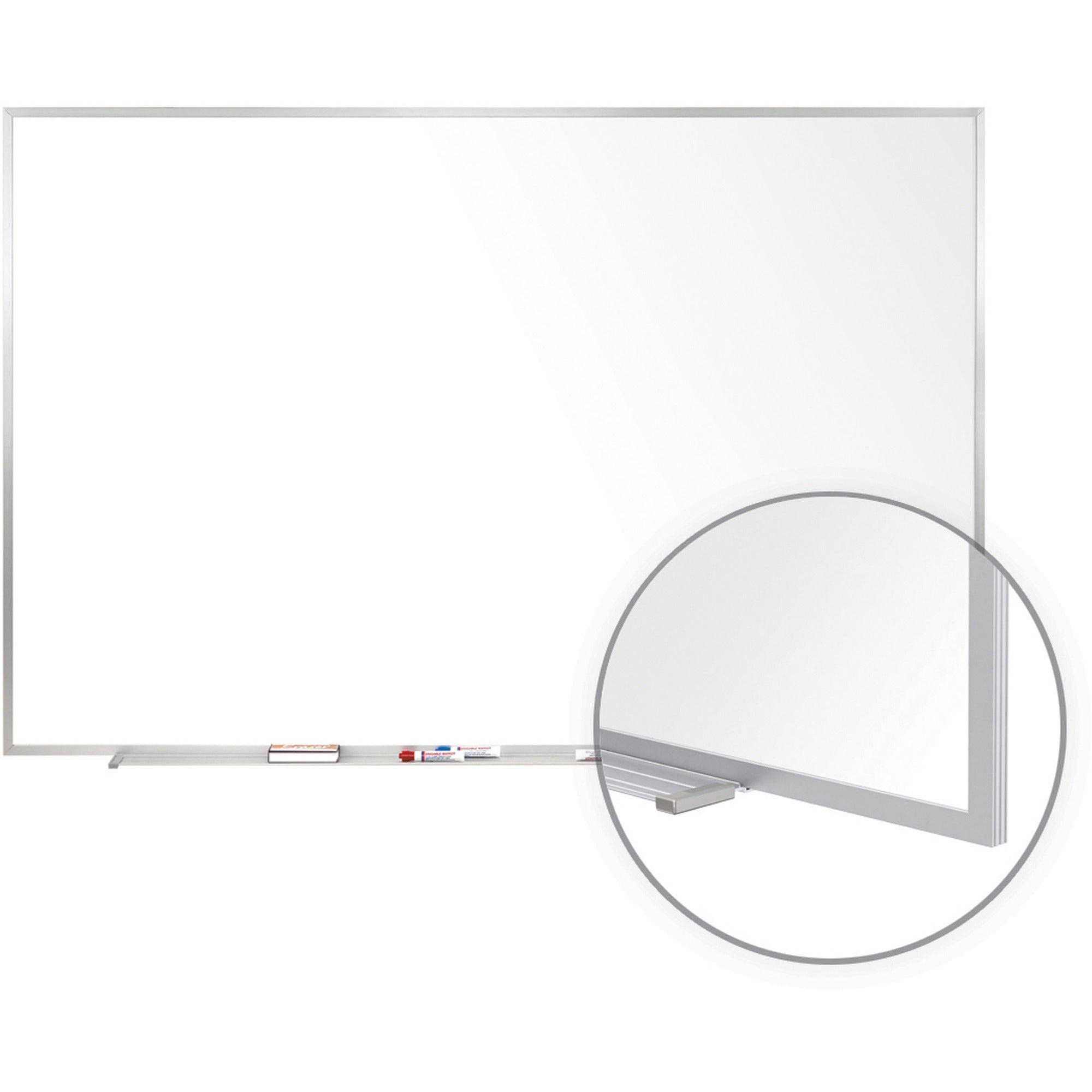 96" (8 ft) Width x 48" (4 ft) Height - Porcelain Enameled Steel Surface - Aluminum Frame - Magnetic - Stain Resistant, Dent Resistant, Scratch Resistant - 1 Each