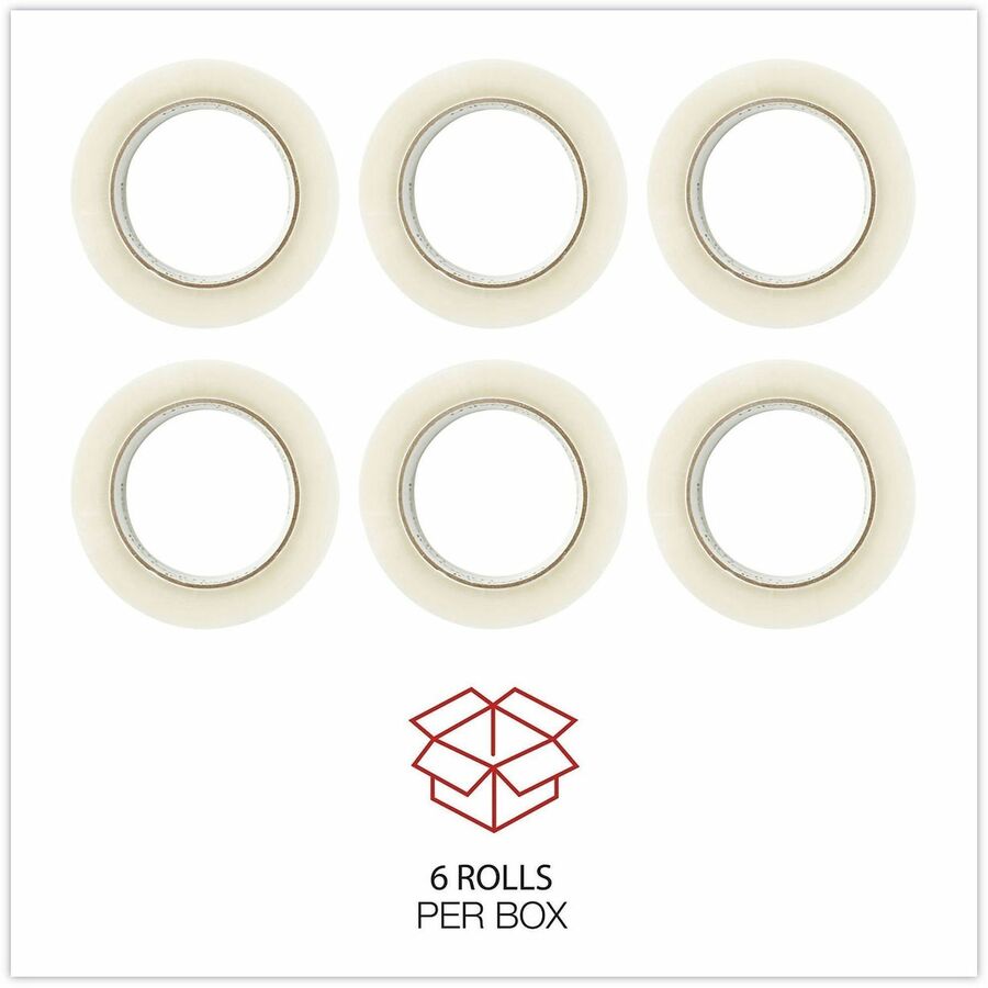 110 yd Length x 1.88" Width x 2 mil Thickness - 3" Core - Clear - Synthetic Rubber - Plastic Backing - 6 / Pack