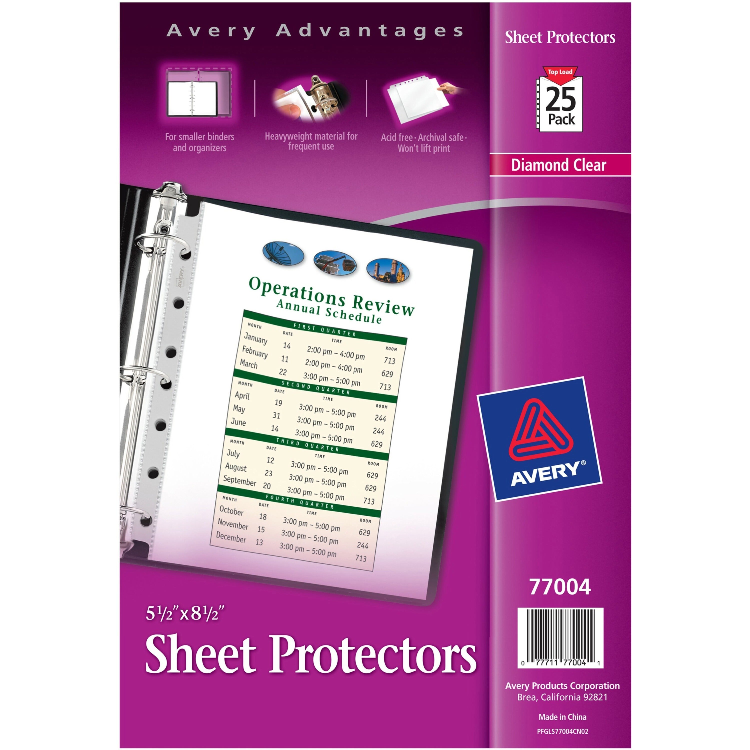 Avery&reg; Mini Diamond Clear Heavyweight Sheet Protectors - 1 x Sheet Capacity - For 5 1/2" x 8 1/2" Sheet - 7 x Holes - 3 x Rings - Top Loading - Rectangular - Clear - Polypropylene - 25 / Pack